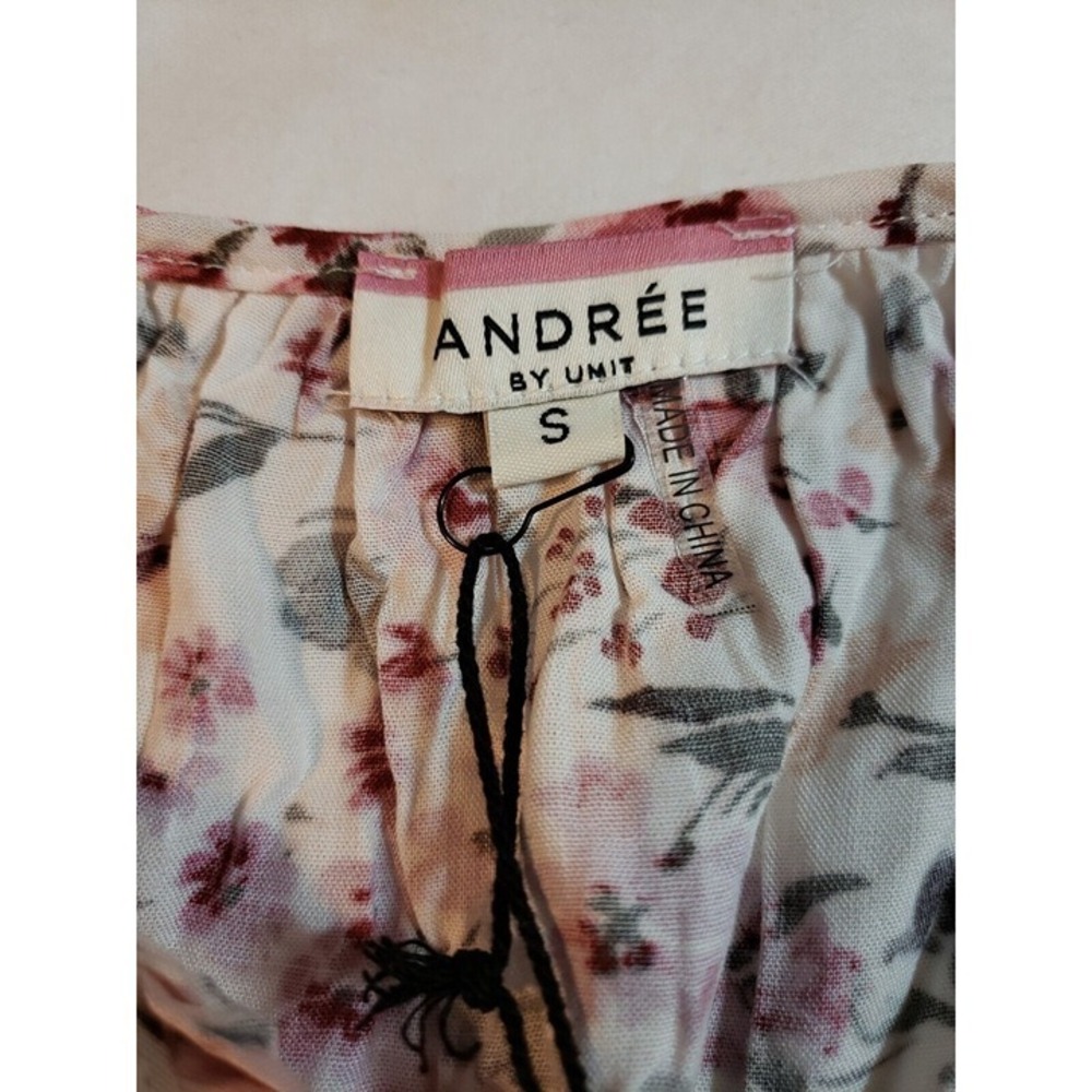 Andrée By Unit Red Olive & Mustard Floral Long Sleeve Blouse Tie Neck Size S - Picture 4 of 12